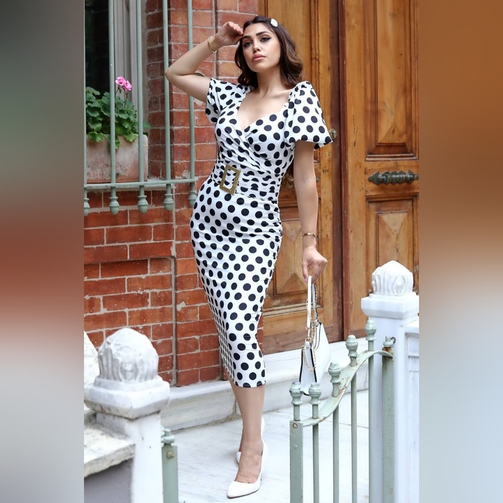 Midi pok dot mini Party dress